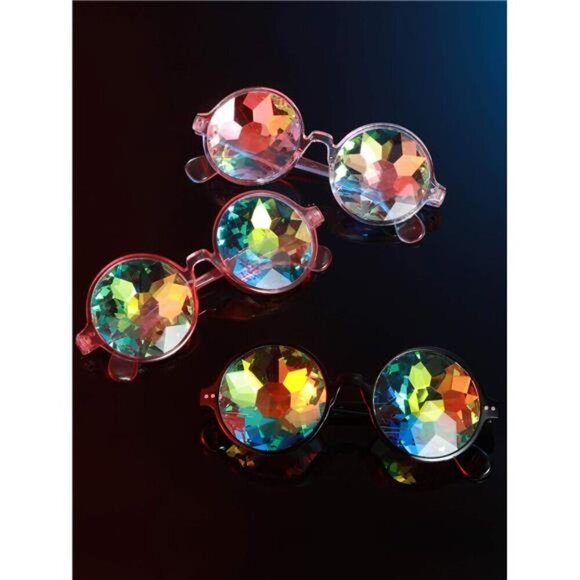 3 Pieces Festival Kaleidoscope Rave Glasses Goggles Kaleidoscope Diffraction - Picture 7 of 7